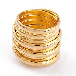 イオンプレーティング（ip）ユニセックス304ステンレスフィンガー指輪  カラムラウンドシェイプ  ゴールドカラー  サイズ6~9  20~21.5mm  内径：16.5~18.9mm
