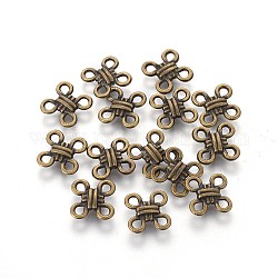 Componentes de araña de estilo tibetano enlaces, nudo chino, Bronce antiguo, sin plomo y cadmio, 10x10x3mm, agujero: 2 mm