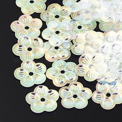 装飾アクセサリー  ポリ塩化ビニールのプラスチック製のスパンコール/スパンコールビーズ  花  ベージュ  12~12.5x12.5x0.7mm  穴：1mm  約10000個/500g