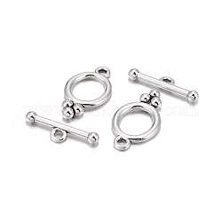 Tibetan Style Alloy Toggle Clasps, Lead Free and Cadmium Free, Oval, Antique Silver, Oval: 22x11.5mm, Bar: 20mm, Hole: 2mm