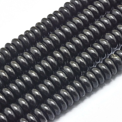 Natural Shungite Beads Strands, Rondelle, 10.5x4~4.5mm, Hole: 1mm, about 94pcs/Strand, 15.75 inch(40cm)