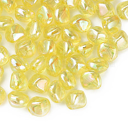 Transparent Acrylic Beads, AB Color Plated, Nuggets, Yellow, 10.5x10x8mm, Hole: 1.6mm, about 2300pcs/500g
