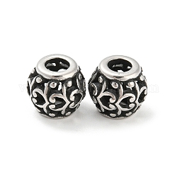 316 Surgical Stainless Steel  Beads, Barrel, Antique Silver, 10.5x9.5mm, Hole: 4mm