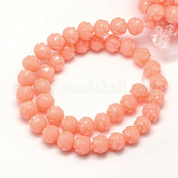 Lotus Flower Synthetic Coral Beads Strands, Dyed, PeachPuff, 12mm, Hole: 1mm, about 30pcs/strand, 14inch