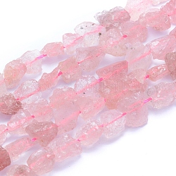 Brins de perles de quartz fraise naturelle brute brute, pépites, 6~12x6~10x5~8mm, Trou: 0.7mm, Environ 48 pcs/chapelet, 15.75 pouce (40 cm)