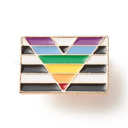 Pride Flag Enamel Pin, Rectangle Iron Enamel Brooch for Backpack Clothes, Light Gold, Colorful, 17x25x10.5mm