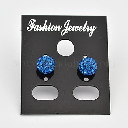 Sterling Silver Austrian Crystal Rhinestone Ear Stud, Round, Capri Blue, about 6mm in diameter, 16mm long, 1mm thick