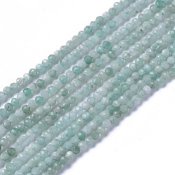 Natur Amazonit Perlen Stränge, facettiert, Runde, 3~3.5x2~3.5 mm, Bohrung: 0.2 mm, ca. 120~189 Stk. / Strang, 16.2~16.4 Zoll (41.3~41.7 cm)