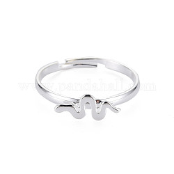 Schlange verstellbare Fingerringe für Frauen, Gestellplattierung einfacher dünner Eisenring, stapelbarer Ring, Silber, uns Größe 6 3/4 (17.1mm)