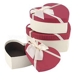 Scatole di carta caramelle cuore, confezione regalo, per bomboniere matrimonio baby shower, marrone, 12.5~20x15.6~20.5x6~9cm, 3 pc / set