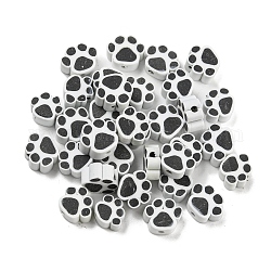 Manuell Polymer Ton Perlen, Pfotenabdruck, Schwarz, 7.5x9x5 mm, Bohrung: 1.8 mm