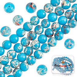 Beebeecraft 2 Stränge natürliche imperiale Jaspis-Perlenstränge, gefärbt, Runde, Verdeck blau, 6 mm, Bohrung: 1 mm, ca. 66 Stk. / Strang, 15.67'' (39.8 cm)
