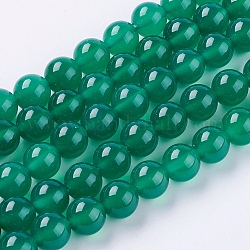 Filo di perline di agata naturale, onice verde, tinto, tondo, verde, 8mm, Foro: 1 mm