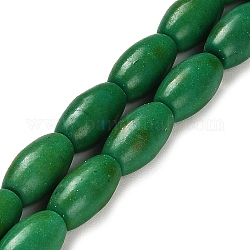 Synthetic Turquoise Beads Strands, Oval, Dyed, Green, 14x8mm, Hole: 1mm, about 26pcs/strand, 14.72 inch(37.4cm)
