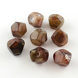 Perles acryliques imitation pierre précieuse, chameau, 20x22x21mm, Trou: 3mm, environ 89 pcs/500 g