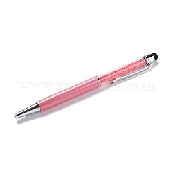 Ручка для сенсорного экрана из силикона и пластика, алюминиевая шариковая ручка, с прозрачными полимерными бусинами в форме ромба, свет коралловый, 146x13x10 мм