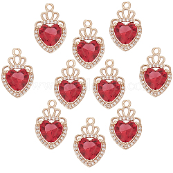 Beebeecraft 1 Box 10Pcs Cubic Zirconia Charms Red Heart Beads Tiny Dangles for Choker Necklace Bracelet Earring Supplies