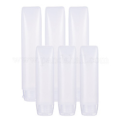 Bouteilles de bouchon supérieur en plastique transparent pe, avec couvercles à vis en plastique pp, pour lotion, shampooing, crème, blanc, 13.2x2.8 cm, capacité: environ 30~50 ml