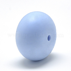 Perle di silicone ecologiche per uso alimentare, masticare perline per i denti, fare collane fai-da-te fai-da-te, rondelle, azzurro, 23x15mm, Foro: 3 mm