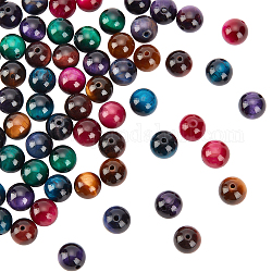 Arricraft etwa 70 Stück natürliche Tigerauge-Perlen, 7-farbiger runder Original-Stein, natürliche Abstands-Edelsteine für die DIY-Schmuckherstellung, Bohrung: 1 mm
