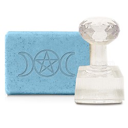 Tampons de savon acrylique clair, fournitures de moules à savon bricolage, rectangle avec triple lune, Motif de lune, 51x19x37mm, motif: 39x19 mm