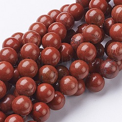 Jaspe rouge naturel ronde perles brins, firebrick, 10mm, Trou: 1mm, Environ 38 pcs/chapelet, 15.5 pouce