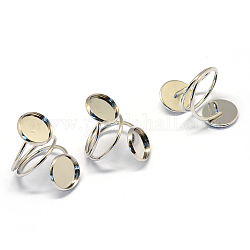 Ajustes del anillo de la almohadilla de hierro, plano y redondo, tamaño de 7, color plateado, Bandeja: 12 mm, 17.5mm