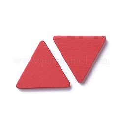 Cabochons en bois, teinte, triangle, rouge, 35x40x5mm