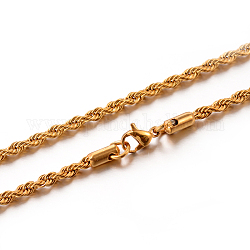 304 из нержавеющей стальной трос цепи ожерелья, с карабин-лобстерами , золотые, 19.7 дюйм (50 см), 3 мм