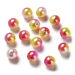 Cuentas de perlas de imitación de plástico ABS del arco iris, gradiente de perlas de sirena, redondo, ladrillo refractario, 4x3.5mm, agujero: 1.2 mm, aproximamente 18000 unidades / 500 g