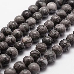 Chapelets de perles en pierre de carte/pierre picasso/picasso jasper naturelles , ronde, 6mm, Trou: 1mm, Environ 61 pcs/chapelet, 14.9 pouce ~ 15.1 pouces