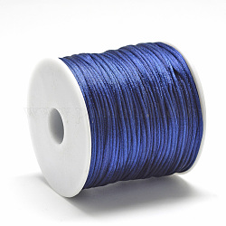 Filo nylon, cordoncino di raso rattail, blu notte, circa 1mm, circa 76.55 iarde (70 m)/rotolo