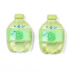 Cabujones de resina translucida, botella con patrón de uva, verde claro, 27x16.5x7mm