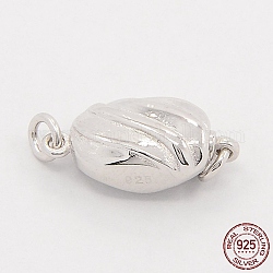 Ювелирные застежки для ожерелья с родиевым покрытием 925 шкатульная застежка из стерлингового серебра, овальные, платина, 16x7x5 мм, отверстие : 2 мм