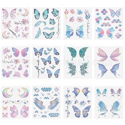 Gorgecraft 12 Sheets 12 Style Butterfly Theme Cool Sexy Body Art Removable Temporary Tattoos Paper Stickers, Mixed Patterns, 12x10.5x0.03cm, 1 sheet/style