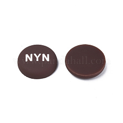 Acryl-Emaille-Cabochons, flache Runde mit Wort nyn, Kokosnuss braun, 21x5 mm