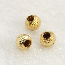 Yellow Gold Filled Corrugated Beads, 1/20 14K Gold Filled, Round, 4mm, Hole: 1mm