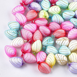 Organza Cloth Fabric Covered Foam Beads, No Hole/Undrilled, Egg, Mixed Color, 26~28x17mm
