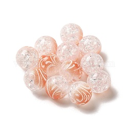 Perle acriliche craquelé verniciate a spruzzo in due tonalità, tondo, corallo, 10mm, Foro: 1.8 mm, circa 850pcs/500g