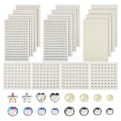 16 foglio 4104 pezzi di adesivi in perla imitazione acrilica e adesivi con gemme di strass acrilici, mezzo giro e a forma di cuore e stella, per scrapbooking e artigianato, colore misto, 3~6mm