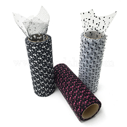 Rubans de maille déco à pois, tissu de tulle, Tissu à carreaux en tulle pour la fabrication de jupe, couleur mixte, 6 pouce (15 cm), environ 10yards / rouleau (9.144m / rouleau)