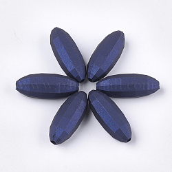 Прорезиненные бисера стиль акриловые, граненые, овальные, темно-синий, 31x12x12 мм, отверстие : 2.5 мм