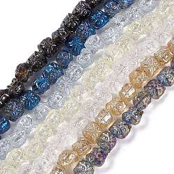 Transparent galvanisieren Glasperlen, gemischten Stil, tanzender Löwe, Mischfarbe, 11.5~12x11.5x9.5 mm, Bohrung: 1.2 mm