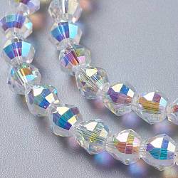 Verre imitation perles de cristal autrichien, toupie avec facettes, clair ab, 8x8mm, Trou: 1.2mm