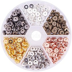 Perles séparateurs en laiton, plat rond, couleur mixte, 6x2mm, Trou: 1.8mm