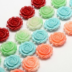 Synthetic Coral Beads Strands, Dyed, Rose, Mixed Color, 25x9mm, Hole: 1mm, about 14pcs/strand, 15.75inch