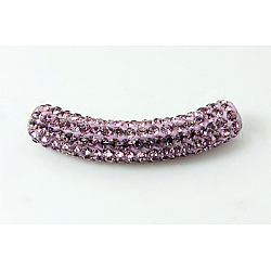Laiton moyen orient des perles strass, Tube, rose clair, 46~47x9mm, Trou: 4mm