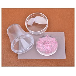 Silicone Head Nail Art Seal Stamp, Nail Printing Template Tool, with Lid, Clear, 5.5x4cm