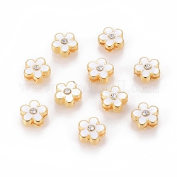 Crystal Rhinestone Alloy Enamel Slide Charms Floating Charms, Cadmium Free & Lead Free, Golden Metal Color, Golden, 11x5.5mm, Hole: 8x1.5mm