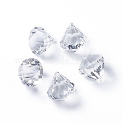 Transparenter facettierter Diamantanhänger aus Acryl, Transparent, 31x28 mm, Bohrung: 3 mm, ca. 52 Stk. / 500 g